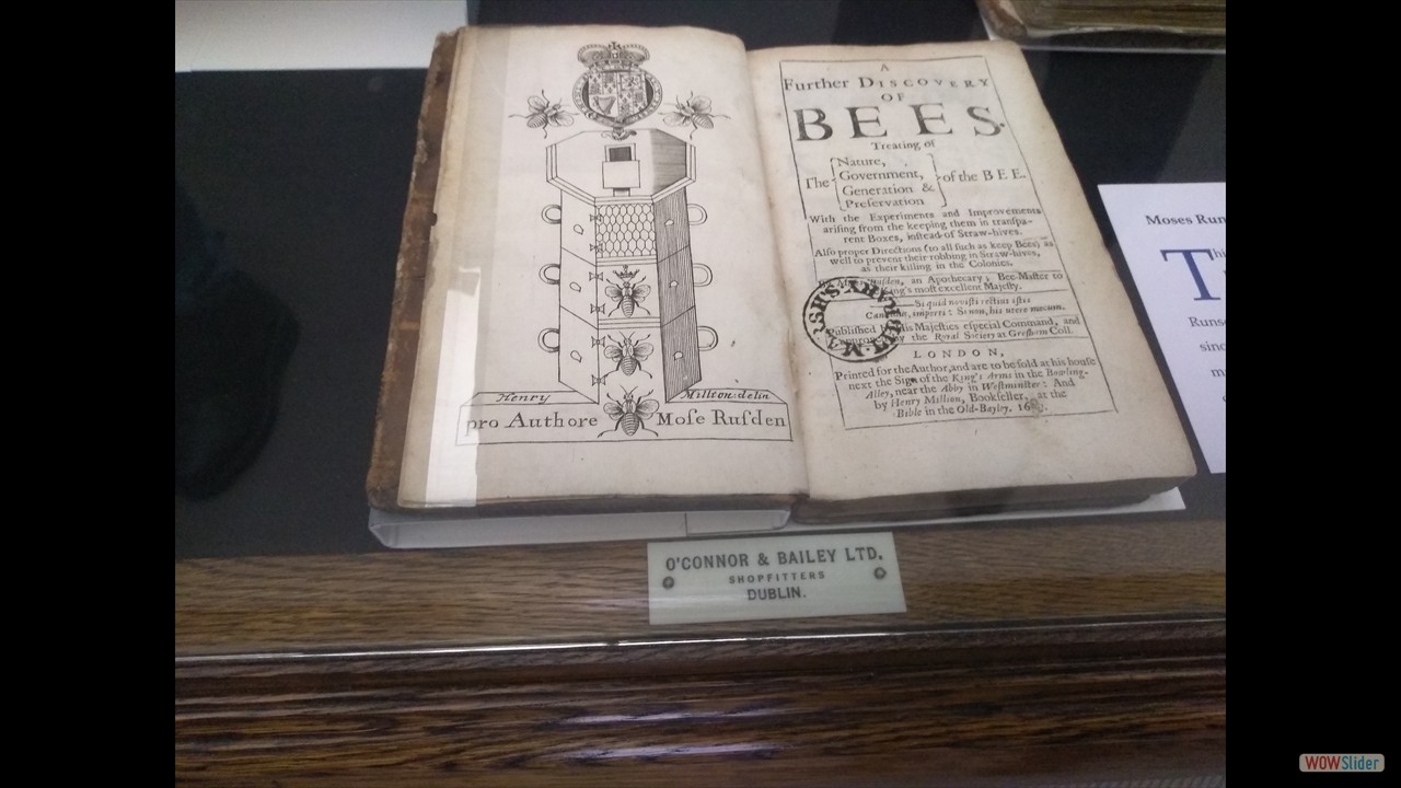 Marsh's Library. A practical manual on beekiping written by Moses Runsden Bee - Master on King Charles II (1630-1685)